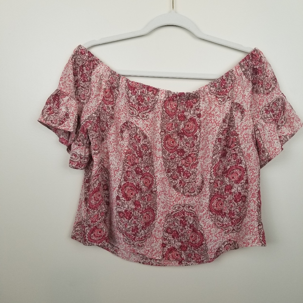 FIRM Madewell Floral Off the Shoulder Crop Top size L